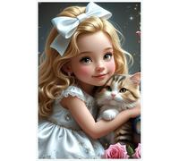 Girly Notebook Blonde Girl in White Dress with Cat: Beautiful Gift Notebook Journal for Friends and Family, Teens and Adults, School Booklet