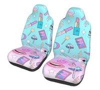 Girly Pastel Witch Goth Pattern Coprisedile Universale Coprisedili Anteriori Lavabile Coprisedile Auto per Camion Furgoni Guidatore Passeggero 2 PCS