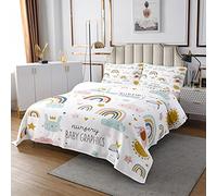Girly Sun Moon Stars Coverlet Cute Clouds Rainbow Trapuntato Copriletto per Bambini Bella Arcobaleno Trapunta Set di Piazza Sorriso Nuvole Cuore Biancheria Da Letto 3 Pz260x240cm