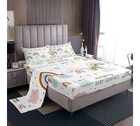 Girly Sun Moon Stars lenzuola lenzuola carino arcobaleno set di da letto grazioso design lenzuolo con angoli sorriso, nuvole a forma di cuore con 1 lenzuolo piatto+1 lenzuolo con angoli + 2 federe