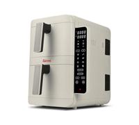 Girmi FG41 Friggitrice ad Aria "Ecofrit Dual", 2400 W, Contenitori e Vassoi antiaderenti, 9 Programmi, Display Digitale, Ricettario Incluso, Bianco