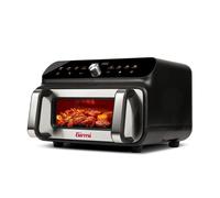 Girmi FG77 Friggitrice e Griglia ad aria Ecofrit Grill, 10 Litri, 2000 W, 50-230°C, Display digitale, Funzione Barbecue Smokeless, Accessori antiaderenti, Doppia resistenza, Nero/Acciaio