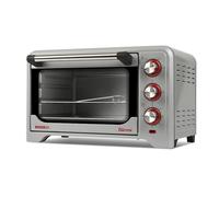 Girmi FE20 Forno Elettrico, 1380 W, 20 Litri, Termostato regolabile 230°, Luce interna, Griglia Inox, Timer 60 min, 4 resistenze riscaldanti, Accesori inclusi, Silver