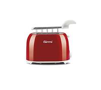 Girmi TP10 Tostapane, 750 W, Pinze estraibili inox, 7 livelli di cottura, Funzione tostafetta, Raccogli briciole, Espulsione automatica, Spegnimento automatico, Rosso
