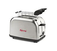 Girmi TP57 Tostapane, 800 W, Corpo e pinze INOX, Ampie fessure per toast farciti, Timer, 8 Livelli di cottura, Espulsione automatica, Spegnimento automatico, Raccogli briciole