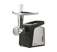 Girmi TR91 Tritacarne, 1400W (max), Motore DC, Funzione Reverse, 1200 g/min, 3 Trafile Inox, Completamente smontabile e facile da pulire, Premicibo, Insaccatore Salsicce e Accessori per Kibbe inclusi.