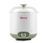 Girmi YG02, Yogurtiera Elettrica con Accessori per Yogurt Greco, Capacità Totale 1,5 litri, 2 Contenitori per utilizzo continuo, Coperchio trasparente con maniglia, Bianco/Verde