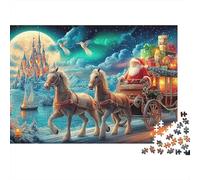 Giro in Aereo di Babbo Natale Puzzle 1000 Pezzi Adulti Babbo Natale Carrozza Castello Inverno Premium Spesse Resistenti Alta Qualità Vivaci Stimolanti Difficile Antistress 70x50cm/1000pz