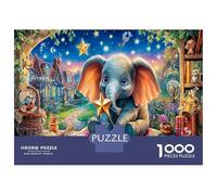 Giro in Mongolfiera di Elefante Puzzle da Assemblare Carta Elefante sotto il Cielo Stellato Stimolante Mentale Regalo Segreto di Babbo Natale 38x26cm/1000pezzi