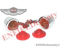 Giro Signal Indicatore Cromo Ambra Rosso Lente Harley Caf Misura Gara Universale