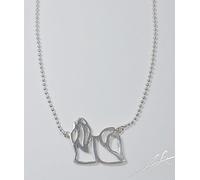 Girocollo catena a pallini argento con sagoma traforata di cane razza Shih Tzu L