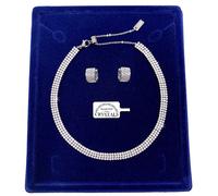 Girocollo Fascia 6mm 3File + Orecchini pl. oro 18k Donna con Cristalli Zirconi