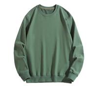 Girocollo Felpa Uomo Tinta unita Casual Pullover Camicie Girocollo Maniche Lunghe Felpa Baggy Comfort, U-526 Verde militare, 5XL