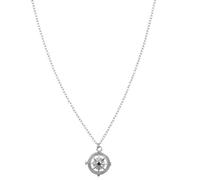Girocollo in argento 925, rosa dei venti con zircone nero centrale.