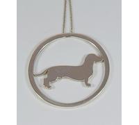 Girocollo in argento a cerchio con sagoma di cane razza Bassotto a pelo corto Lu