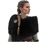 Girocollo in finta pelliccia vichinga per donne scialle con colletto vichingo queen costume medievale da guerriero in pelliccia sciarpa mantello da cavaliere rinascimentale retrò accessori cosplay