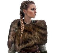 Girocollo in finta pelliccia vichinga per donne scialle con colletto vichingo queen costume medievale da guerriero in pelliccia sciarpa mantello da cavaliere rinascimentale retrò accessori cosplay