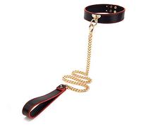 Girocollo in pelle da donna, collane con O-ring gotico con catena, collare punk rock, cintura girocollo sexy imbracatura umana sottomesso, collane regolabili per Halloween Cosplay accessorio, 34-39cm