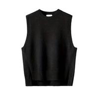 Girocollo Maglia Gilet Per Gli Uomini Allentato Casual Y2k Senza Maniche Fessure Maglione Gilet, Gilet nero, M