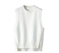 Girocollo Maglia Gilet Per Gli Uomini Allentato Casual Y2k Senza Maniche Fessure Maglione Gilet, Gilet bianco, M