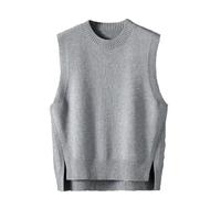 Girocollo Maglia Gilet Per Gli Uomini Allentato Casual Y2k Senza Maniche Fessure Maglione Gilet, Gilet grigio., M