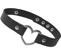 Girocollo punk nero catena collana amore cuore O-ring girocollo gotico morbido regolabile collare gotico per uomini donne costume decorazione festa pratico e intelligente