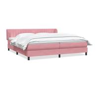 Giroletto a Molle con Materassi Rosa 180x210 cm in Velluto Queen Size Bed Frame with Adjustable Headboard Pocket Spring Mattress Velvet Upholstered Platform Bed for Bedroom Comfortable Sleep Support