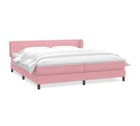 Giroletto a Molle con Materassi Rosa 180x210 cm in Velluto Queen Size Bed Frame with Adjustable Headboard Pocket Spring Mattress Velvet Upholstered Platform for Bedroom Living Room Guest Room