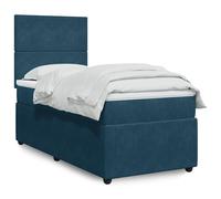 Giroletto a Molle con Materasso Blu Scuro 80x200 cm in Velluto