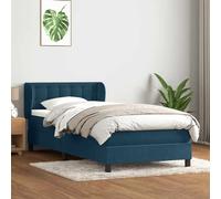Giroletto a Molle con Materasso Blu Scuro 80x220 cm Velluto