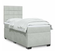 Giroletto a Molle con Materasso Grigio Chiaro 100x200cm Velluto