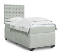 Giroletto a Molle con Materasso Grigio Chiaro 100x200cm Velluto