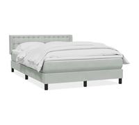 Giroletto a Molle con Materasso Grigio Chiaro 160x220cm Velluto Light Grey Velvet Upholstered Bed Frame with Pocket Sprung Mattress and Comfort Topper for Bedroom Adjustable Headboard Slatted Base