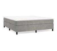 Giroletto a Molle con Materasso Grigio Chiaro 180x200cm Velluto, Luxury Velvet Upholstered Bed Frame with Pocket Spring Mattress, Medium-Firm Support for Back and Stomach Sleepers, and Plywood Slats