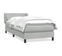 Giroletto a Molle con Materasso Grigio Chiaro 80x220 cm Velluto Single Bed Frame with Upholstered Headboard, Adjustable Height Pocket Spring Mattress, Removable Topper, Slatted for Comfortable Sleep