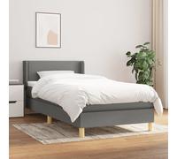 Giroletto a Molle con Materasso Grigio Scuro 90x200 cm Tessuto