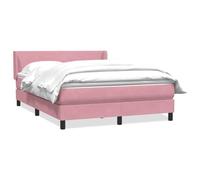 Giroletto a Molle con Materasso Rosa 160x210 cm in Velluto Letto con Testiera Regolabile e Coprimaterasso Imbottito Struttura con Base a Doghe per Camera da Letto Ospiti Relax Sonno Ristoratore