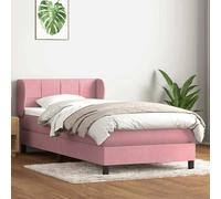 Giroletto a Molle con Materasso Rosa 80x220 cm Velluto