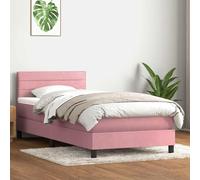 Giroletto a Molle con Materasso Rosa 90x210 cm Velluto
