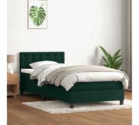 Giroletto a Molle con Materasso Verde Scuro 80x220 cm Velluto
