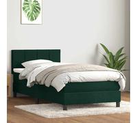 Giroletto a Molle con Materasso Verde Scuro 80x220 cm Velluto