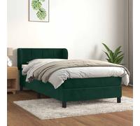 Giroletto a Molle con Materasso Verde Scuro 90x200 cm Velluto