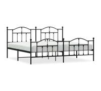 Giroletto con Testiera e Pediera Metallo Nero 193x203cm Robust Metal Bed Frame with Headboard and Footboard for Bedroom, Sturdy Black Steel Platform Bed No Box Spring Needed, Heavy Duty Support