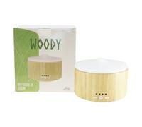 Gisa Wellness - WOODY - Diffusore di Aromi ed Oli Essenziali ad Ultrasuoni - 250ml - Aromaterapia e Cromoterapia - Vetro e Legno - Timer, Durata 6h - Relax