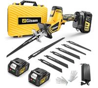 Gisam Sega a sciabola a batteria, 3500 SPM, motore senza spazzole silenzioso, 2 batterie da 4,0 Ah e 8 lame, sega elettrica a coda di volpe, per legno, metallo, PVC