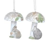 Gisela Graham Decorazione da appendere all'albero di topo e riccio in resina naturale (set da 2)