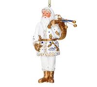 Gisela Graham - Decorazione in resina con Babbo Natale, 10 cm, colore: Bianco/Oro