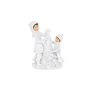 Gisela Graham: Resina Bianca Glittererd Bambini Vittoriani Decorare l'Albero Festivo Ornamento 14 centimetri