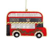 Gisela Graham Tessuto London Bus Decorazione Albero di Natale, Multicolore, 10,5 x 7