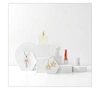 Gisela - Set di 8 accessori per foto in schiuma bianca per gioielli, bigiotteria, cosmetici, strumenti per il trucco, con cubi geometrici stereo (8 pezzi)